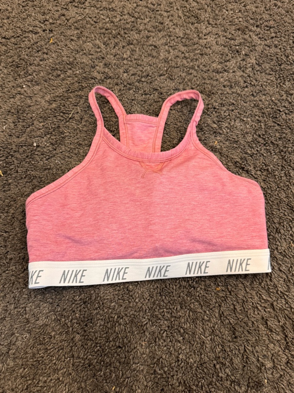 Nike Pink Heather Racerback Sports Bra with Branded Band